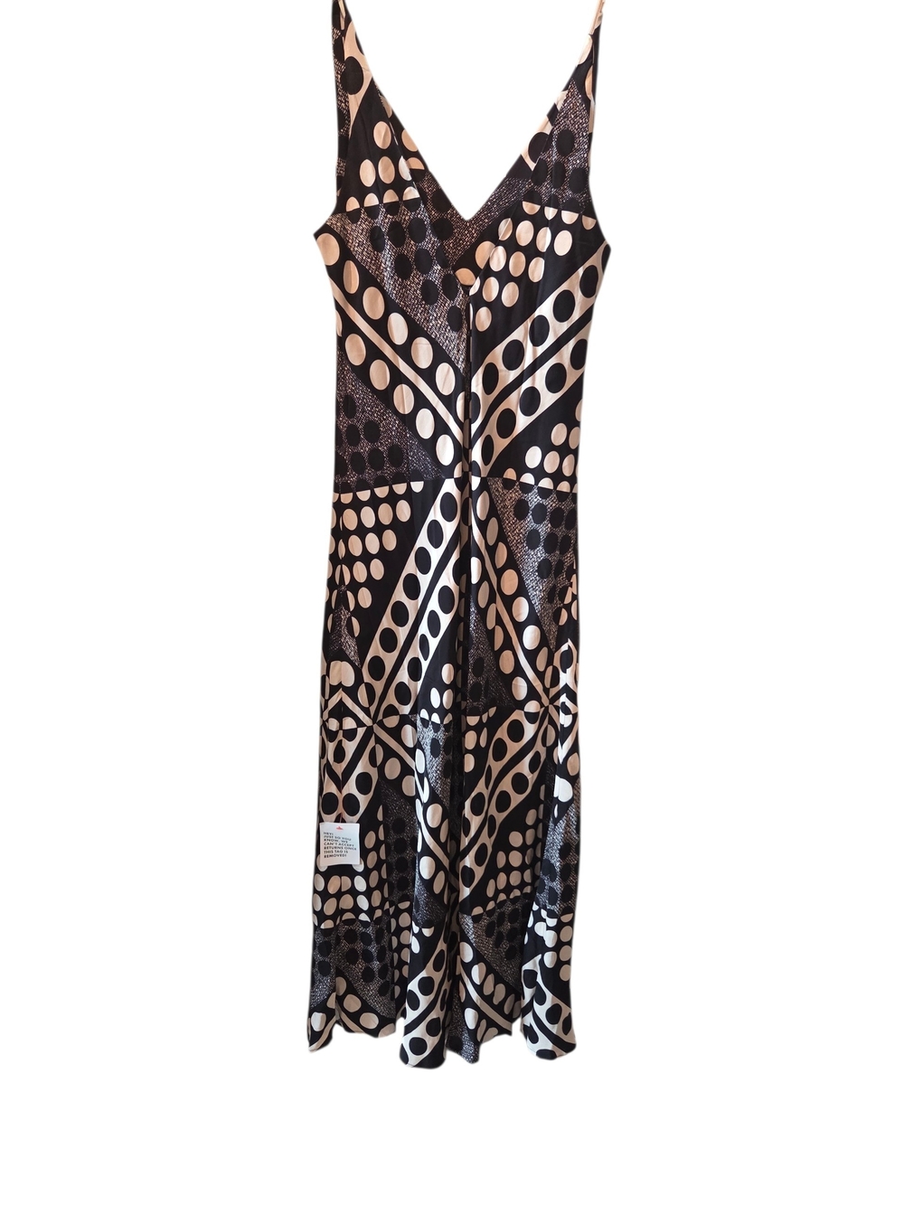 NWT ASOS Black and Cream Geometric Maxi Slip Dress Size 10